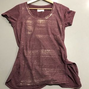 Anthropologie top, red/maroon w/gold undertones